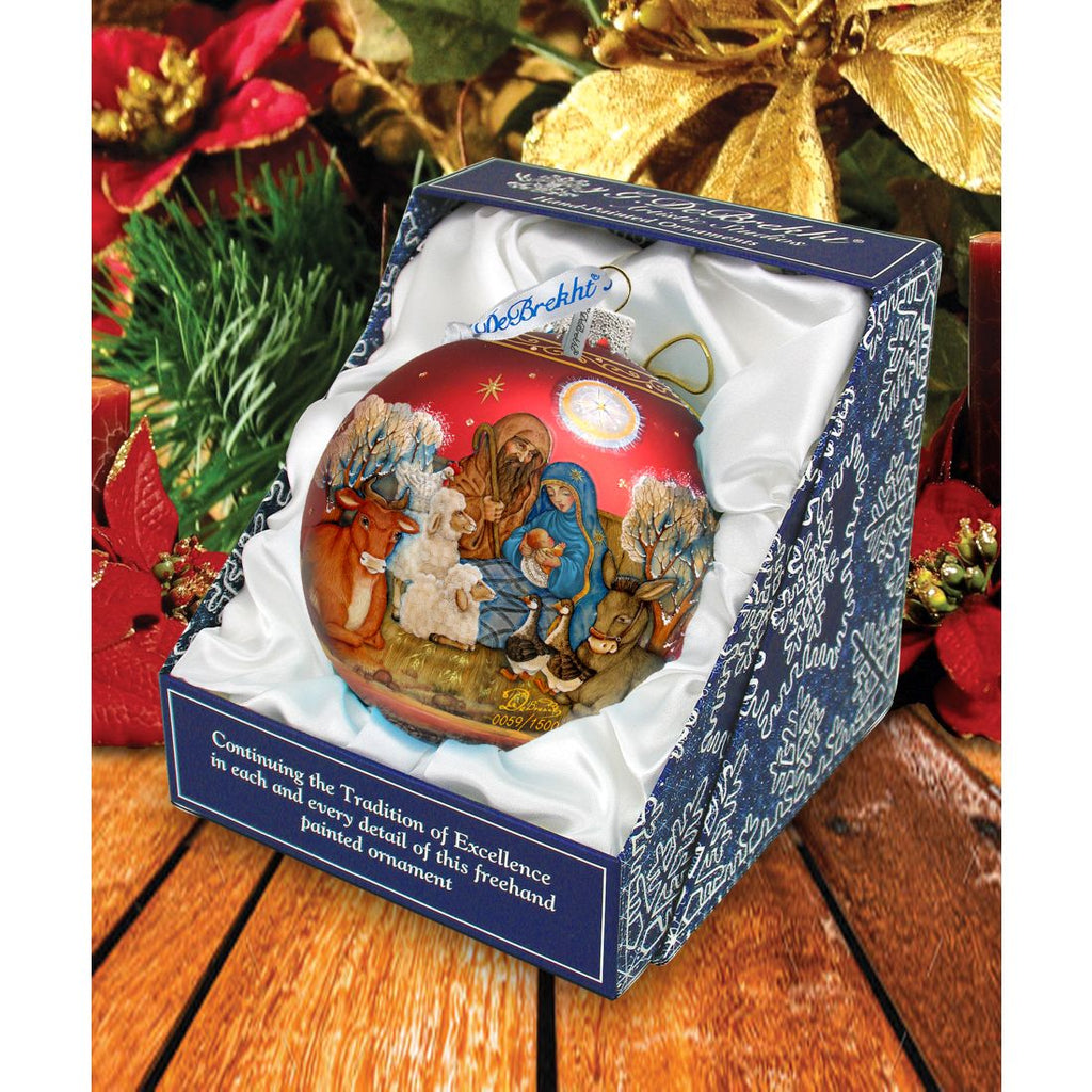 Story of Nativity Ball Glass Ornament Limited Edition by G. DeBrekht - Nativity Holiday Decor - 73853