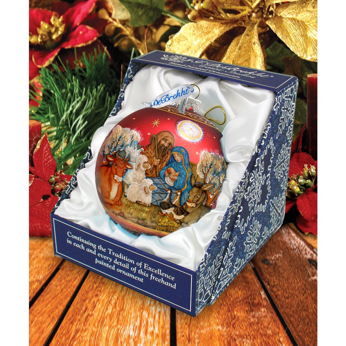 Story of Nativity Ball Glass Ornament Limited Edition by G. DeBrekht - Nativity Holiday Decor - 73853