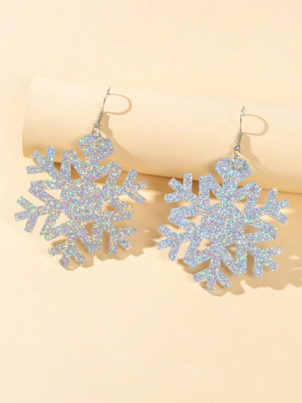 Christmas Jewellery Silver Acrylic Snowflake Drop Dangle Earrings Festival Gift