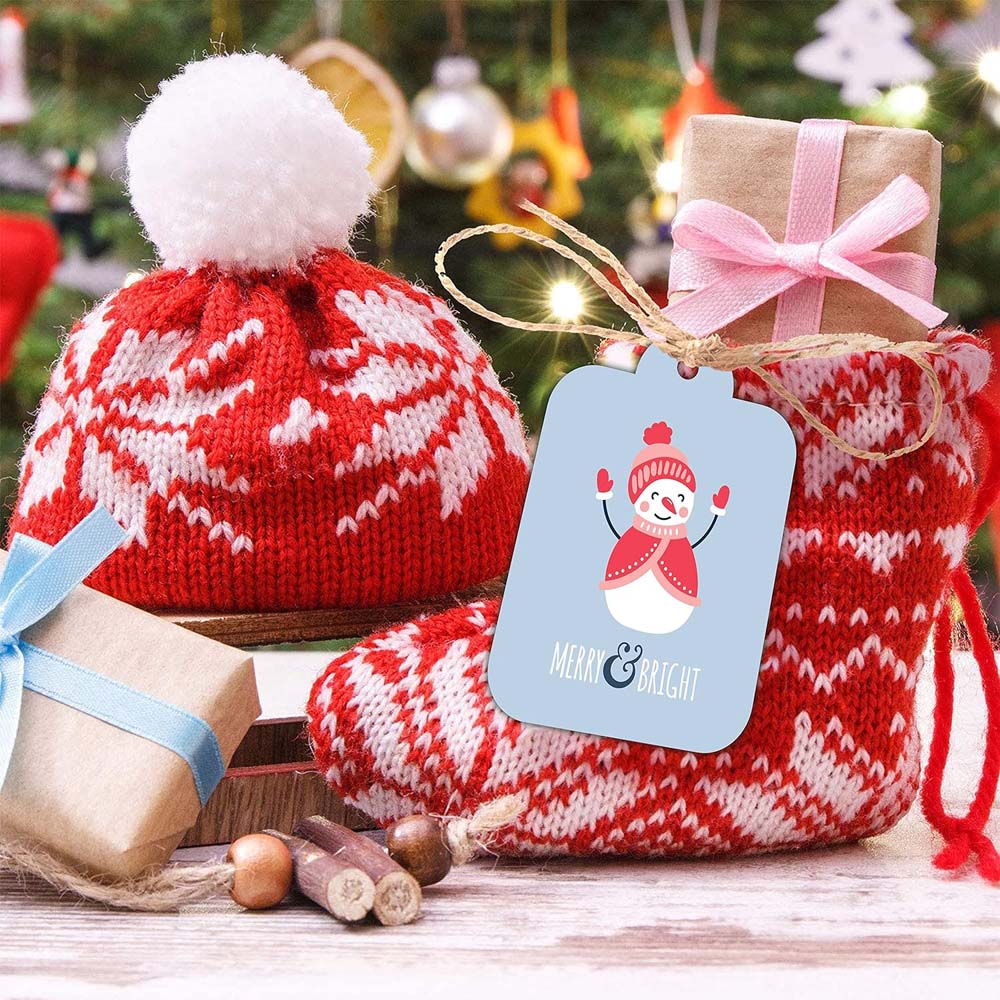 Classic Christmas Gift Tags with Jute Twine, Pack of 160