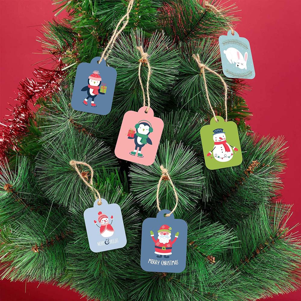 Classic Christmas Gift Tags with Jute Twine, Pack of 160
