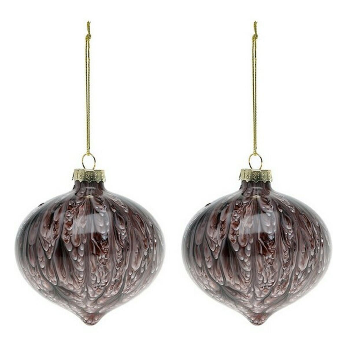 Christmas Baubles (2 pcs) 112490 Brown Red 8 cm (2 Units)