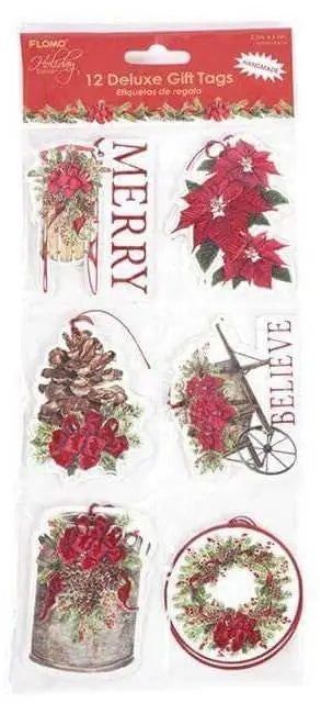 Christmas Die Cut Pop Layer with Hot Stamping Gift Tags (12ct)
