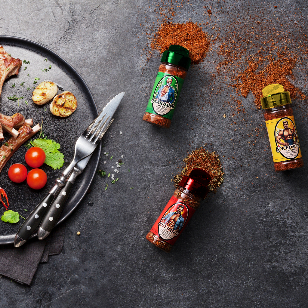 Spice Rub BBQ Gift Set - Hot Daddy, Sugar Daddy, Spice Daddy Barbecue Seasoning - Sweet, Spicy Gift for Him, Her - Fathers Day Dad Gifts Christmas Stocking Stuffers for Housewarming, Kitchen, Cooking