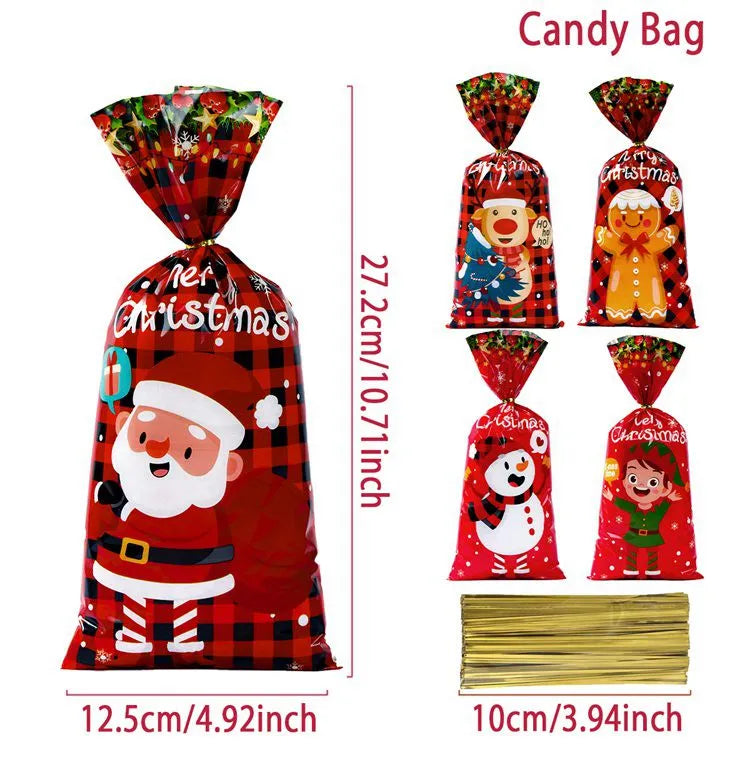 100pcs Christmas Candy Bags Santa Gift Set - Festive Holiday Treats