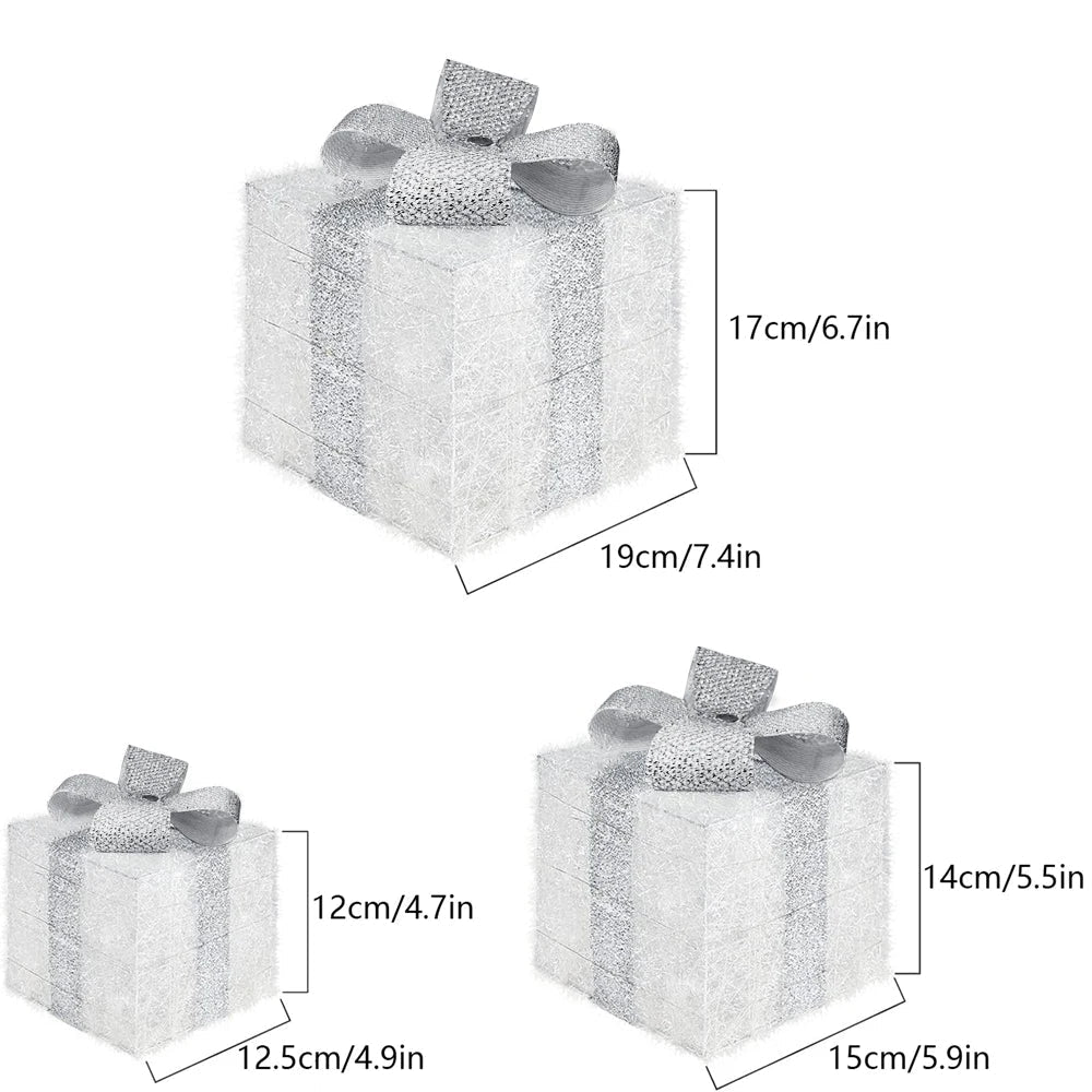 Set of 3 LED Christmas Lighted Gift Boxes