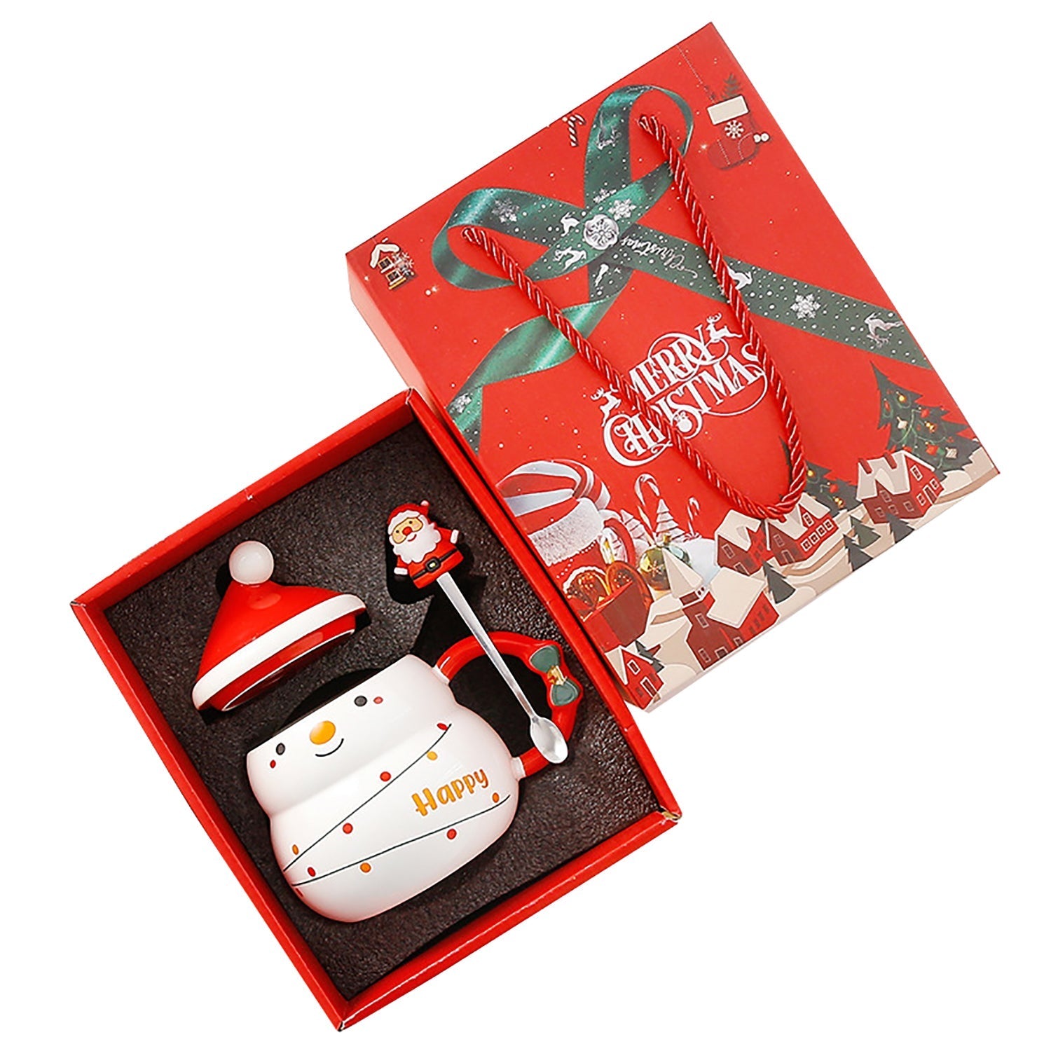 NNEDSZ Christmas Cup Gift Box Ceramic Mug Set Mug Gift Set Christmas Coffee Cup(Snowman)