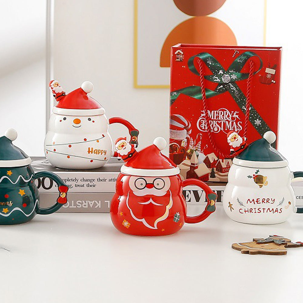 NNEDSZ Christmas Cup Gift Box Ceramic Mug Set Mug Gift Set Christmas Coffee Cup(Snowman)