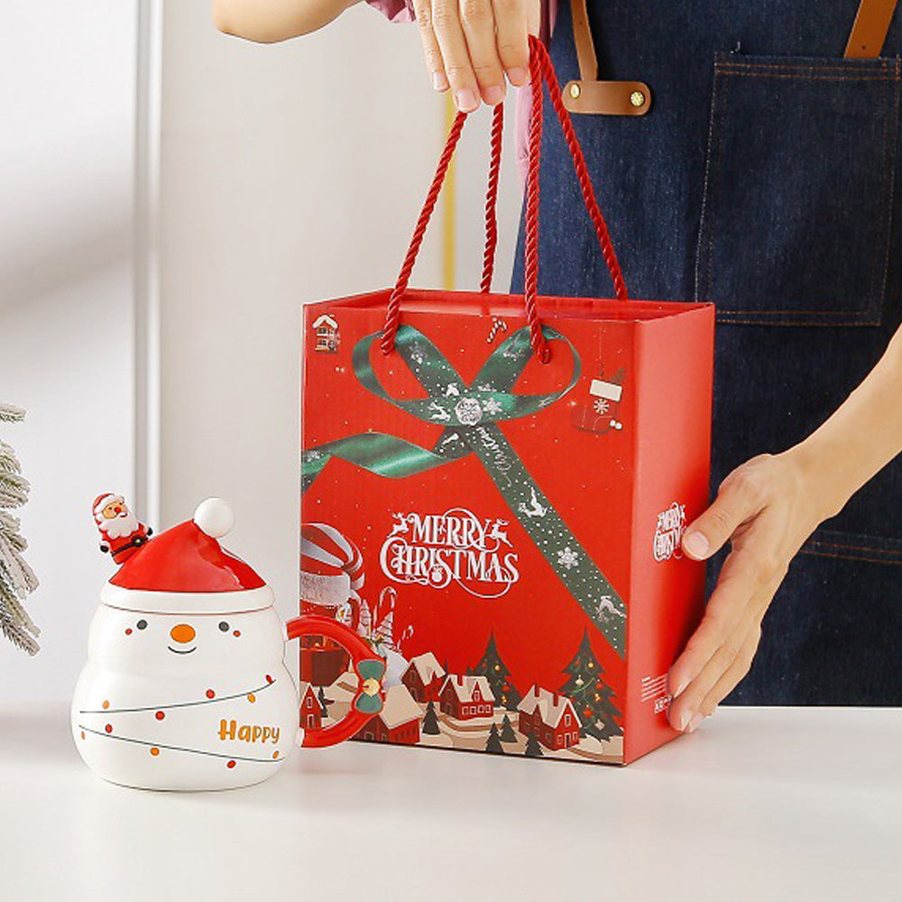 NNEDSZ Christmas Cup Gift Box Ceramic Mug Set Mug Gift Set Christmas Coffee Cup(Snowman)