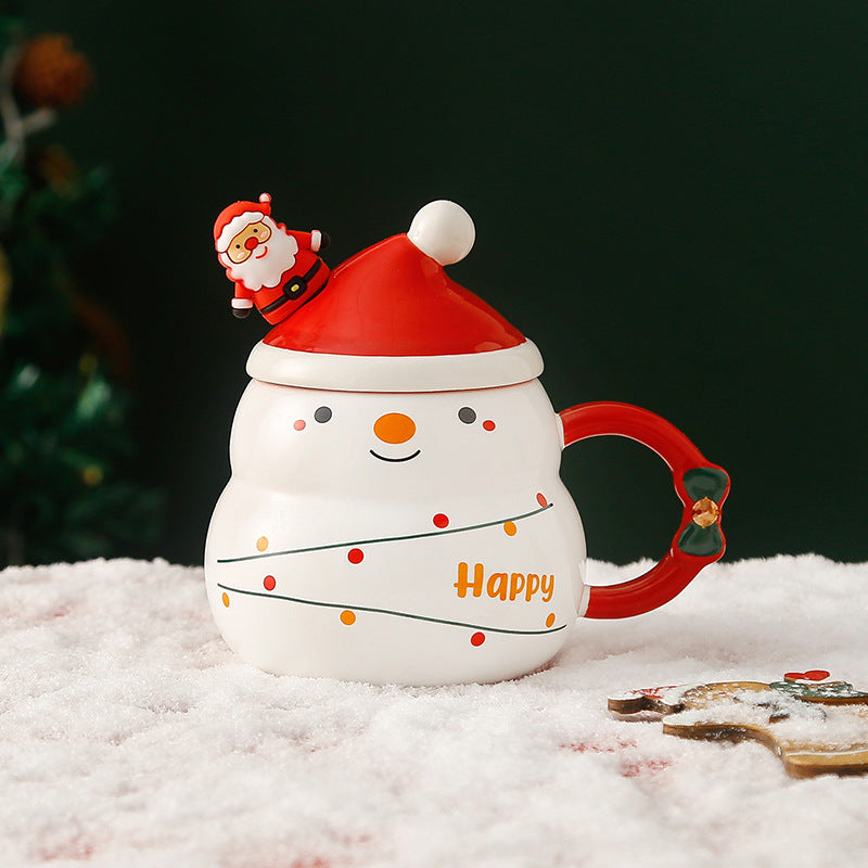 NNEDSZ Christmas Cup Gift Box Ceramic Mug Set Mug Gift Set Christmas Coffee Cup(Snowman)