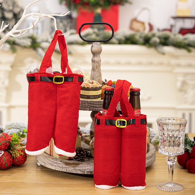 NNEDSZ 6pcs Big one Christmas Decoration Supplies, Christmas Pants, Gift Bags, Small Pants Candy Bags, Tote Bags, Wine Bottle Sets, Coke Bags