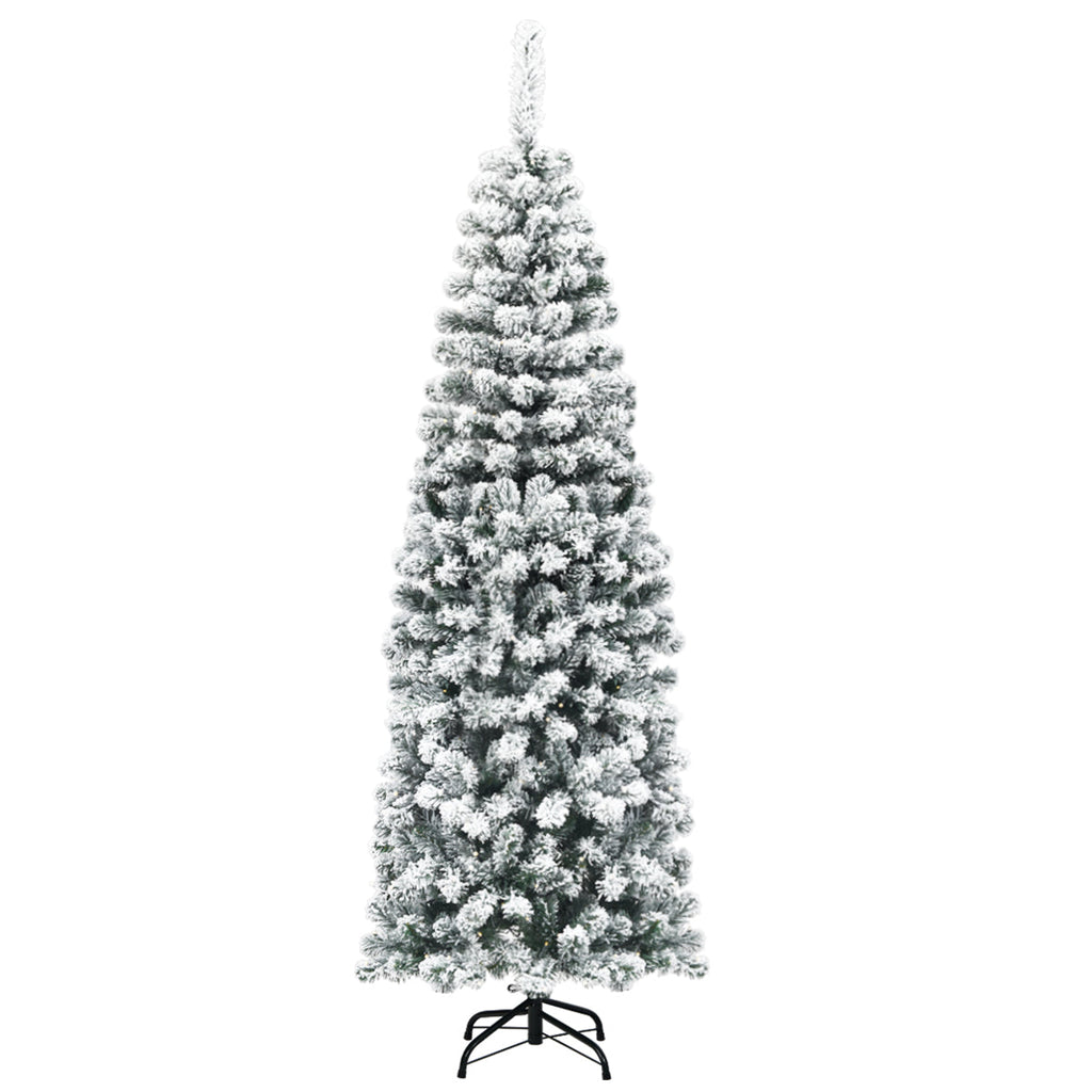 NNECW Slim Snow Flocked Christmas Tree for Home Decoration &amp Gift -1.8M
