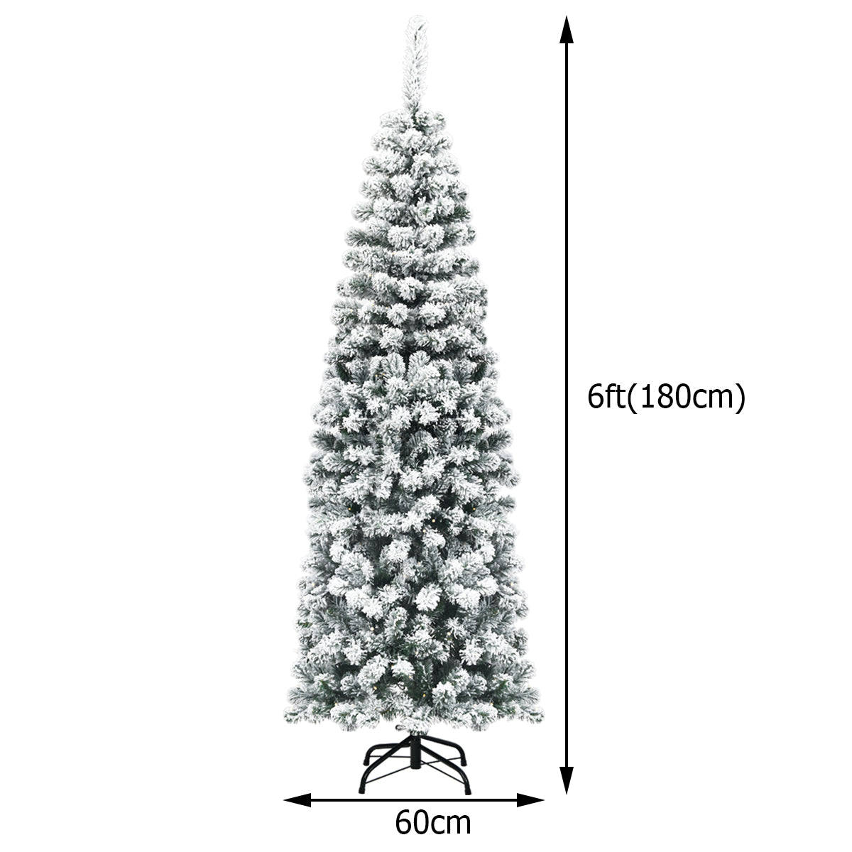 NNECW Slim Snow Flocked Christmas Tree for Home Decoration &amp Gift -1.8M