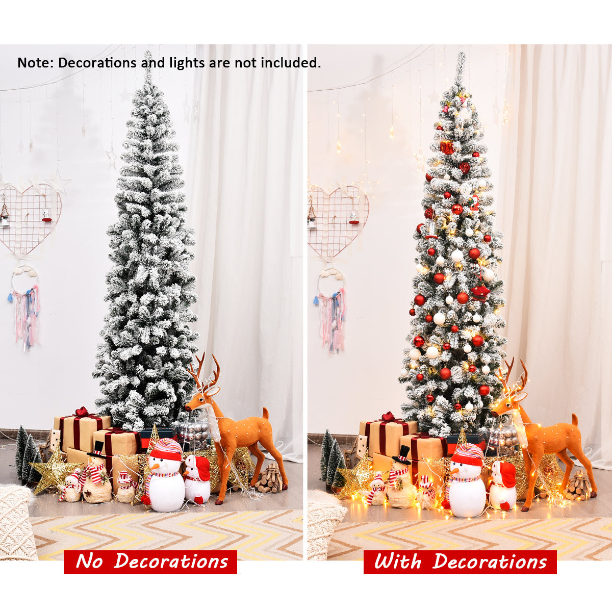 NNECW Slim Snow Flocked Christmas Tree for Home Decoration &amp Gift -2.27M