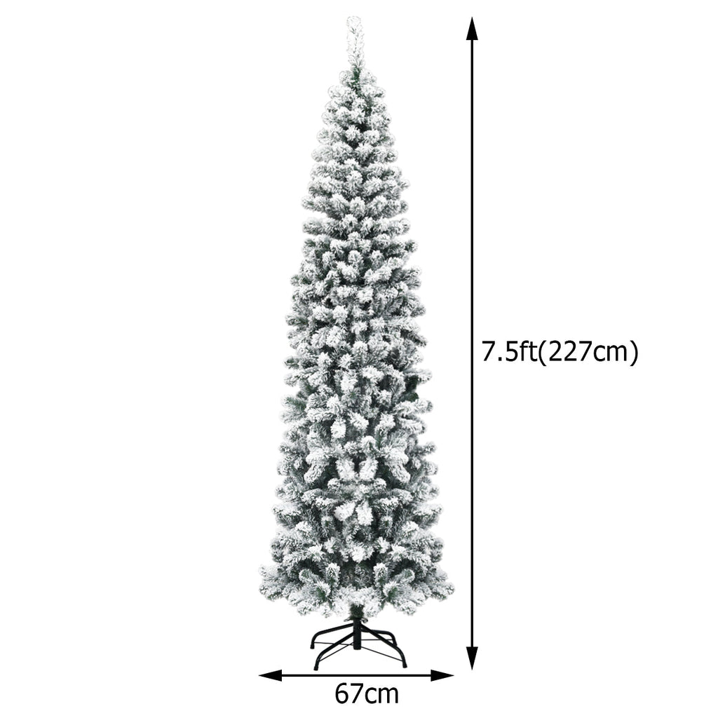 NNECW Slim Snow Flocked Christmas Tree for Home Decoration &amp Gift -2.27M