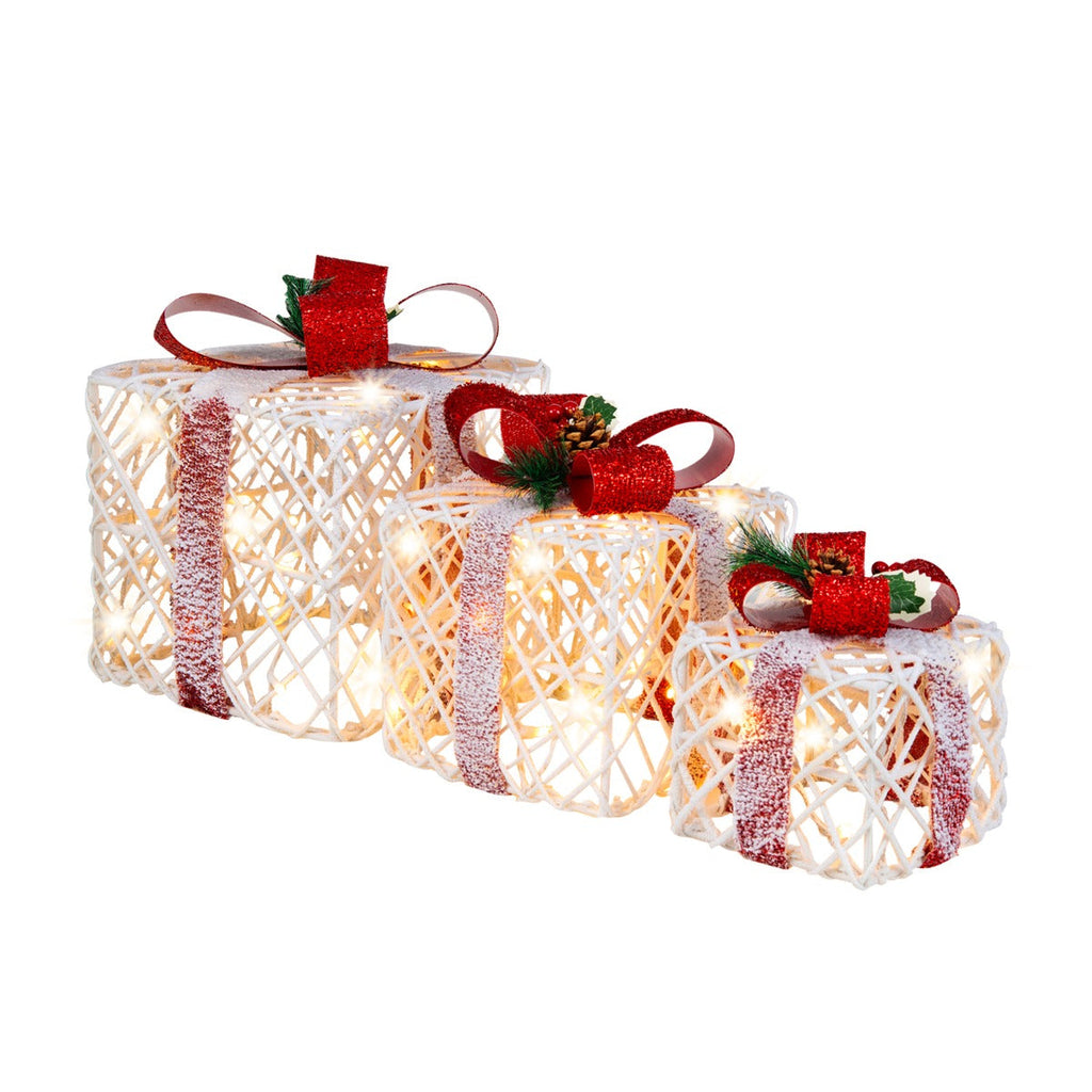 NNECW Set of 3 Christmas Lighted Gift Boxes with 60 LED Lights