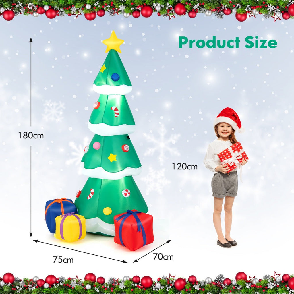 NNECW 180CM Inflatable Christmas Tree with Gift Boxes & LED Light