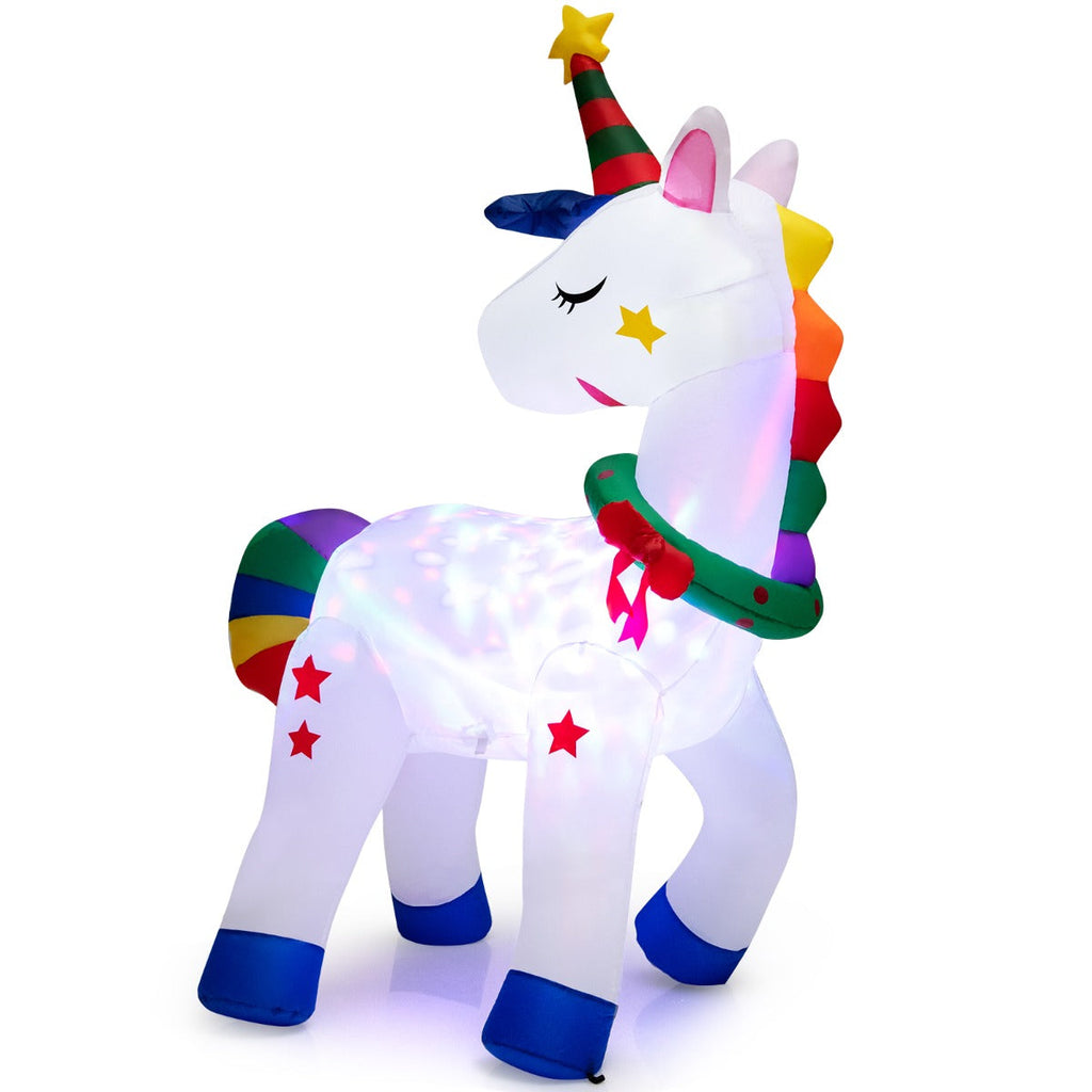 NNECW 182CM Christmas Magic Unicorn with Rainbow Tails & Christmas Wreath