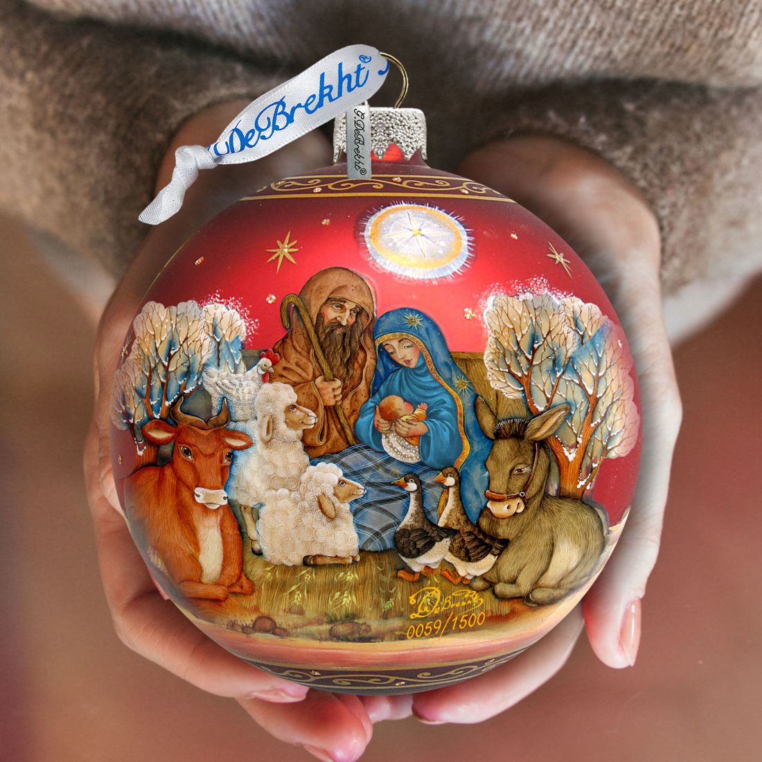 Story of Nativity Ball Glass Ornament Limited Edition by G. DeBrekht - Nativity Holiday Decor - 73853