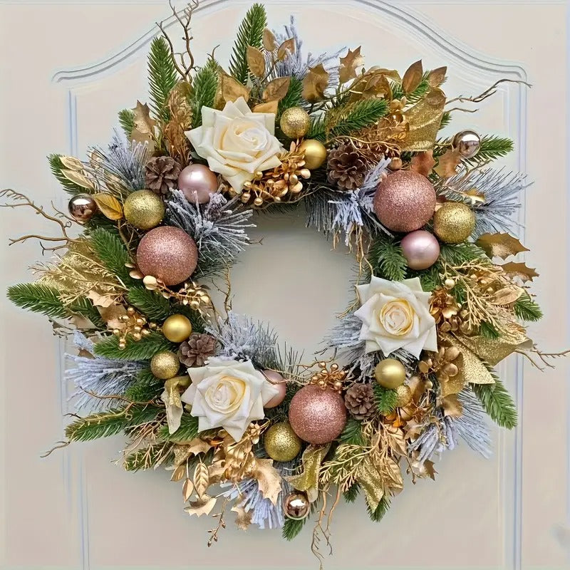 Golden Bow Christmas Wreath