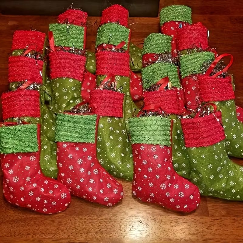 Snowflake Print Christmas Stockings Gift Bags (24pcs)