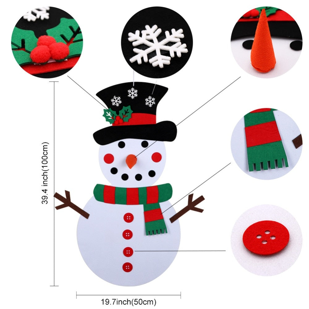 Kids DIY Felt Christmas Tree Snowman Decoration New Year Toys Christmas Gifts for Kids 2018 Christmas Felt Ornaments